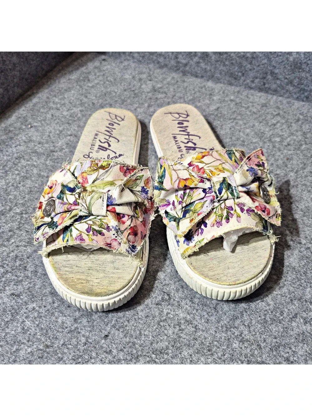 Blowfish Malibu Women's Floral Bow Slide Sandals Slip On Multicolor Size 8